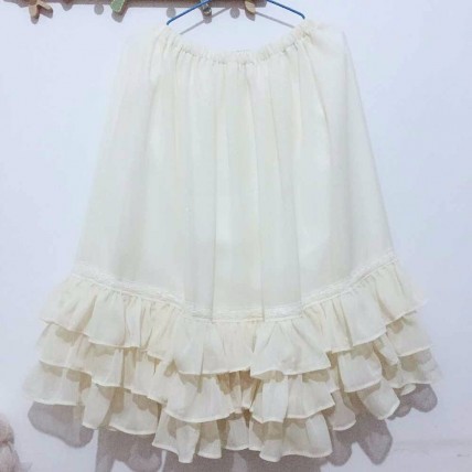 L136 Custom Made to order Chiffon Lolita A-Line Chiffon Tiered Ruffle Skirts Regular Size XS S M L XL & Plus size 1x-10x (SZ16-52)