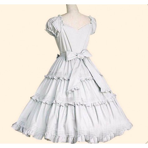 L158 Custom Made to order Spandex cotton Poplin Square Neck Ruffle A Line Swing Party Dress Regular Size XS S M L XL & Plus size 1x-10x (SZ16-52)