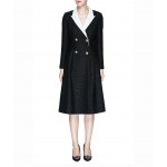L180 Custom Made to order Tweed Double-Breasted Fitted Business Midi Coat Regular Size XS S M L XL & Plus size 1x-10x (SZ16-52)