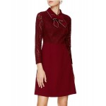 L182 Custom Made to order Lace/Cotton blend Patchwork High Waist Bow A-Line Dress Regular Size XS S M L XL & Plus size 1x-10x (SZ16-52)