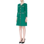 L189 Custom Made to order Cotton blend Jersey Long Sleeve V-Neck Pearl Dress Regular Size XS S M L XL & Plus size 1x-10x (SZ16-52)