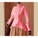 L23 Custom Made to order Spandex cotton Poplin Long Sleeve Top Lolita Gothic Blouse Regular Size XS S M L XL & Plus size 1x-10x (SZ16-52)