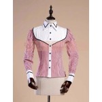 L27 Spandex cotton Poplin Striped Lolita Gothic Blouse Shirt Regular Size XS S M L XL & Plus size 1x-10x (SZ16-52)