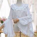 L29 Chiffon Flared Sleeve Crop Top Lolita Gothic Blouse Shirt Regular Size XS S M L XL & Plus size 1x-10x (SZ16-52)