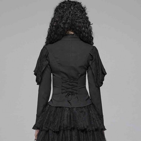 L325 Custom Made To Order Cotton spandex poplin/Lace Gothic Tops Translucent Lace Slim Fit Shirt Regular Size XS S M L XL & Plus size 1x-10x (SZ16-52)