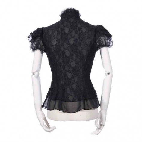 L342 Custom Made To Order Lace Gothic Punk Sweet Lace Short Sleeve Shirt Regular Size XS S M L XL & Plus size 1x-10x (SZ16-52)