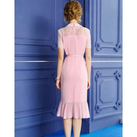 L386 Custom Made to order Polyester/ Lace Patchwork Fishtail Slim Party Dress Regular Size XS S M L XL & Plus size 1x-10x (SZ16-52)