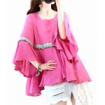 L522 Custom Made To Order Linen Retro Flared Sleeve Linen Embroidered Shirs Regular Size XS S M L XL & Plus size 1x-10x (SZ16-52)