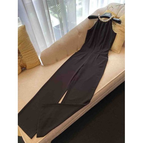 L761 Custom Made To Order Polyester Womans Halter Beaded Wide-Leg Jumpsuit New Regular Size XS S M L XL & Plus size 1x-10x (SZ16-52)
