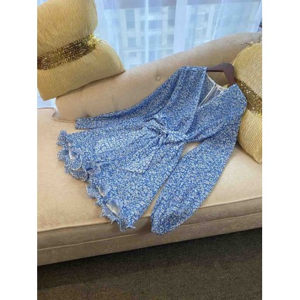 L762 Custom Made To Order Chiffon V-Neck Belted Jumpsuit Floral Shorts Summer Size XS S M L XL 0X1X2X3X4X5X6X7X8X9X10X