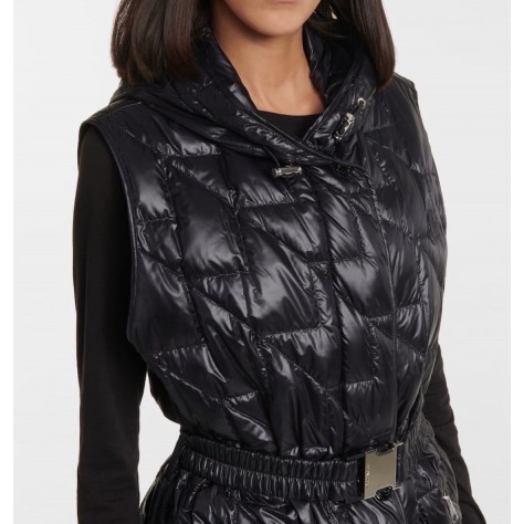L942 Custom Made to order Down Hooded Belted thickened Quilted Vest Coat Regular Size XS S M L XL & Plus size 1x-10x (SZ16-52)