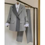 L945 Custom Made to order Cotton spandex Casual Coat Wide Leg Pants Two Piece Suit Regular Size XS S M L XL & Plus size 1x-10x (SZ16-52)