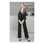 L946 Custom Made to order Cotton spandex Women's Fashion Beaded Straight Pants Suit Regular Size XS S M L XL & Plus size 1x-10x (SZ16-52)