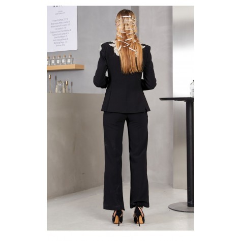 L947 Custom Made to order Cotton spandex Women's Beaded Jacket Straight Pants Suit Regular Size XS S M L XL & Plus size 1x-10x (SZ16-52)