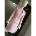 Y1072 Custom Made to order Tweed 2PC Double Breasted Slim jacket Skirt Suit Regular Size XS S M L XL & Plus size 1x-10x (SZ16-52)